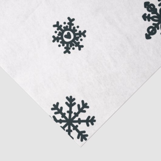 Moderne zwarte en witte kerstsnowflakes tissuepapier (Detail)