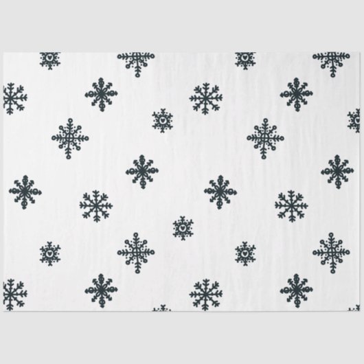 Moderne zwarte en witte kerstsnowflakes tissuepapier (Voorkant)