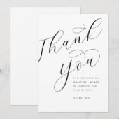 Moderne zwarte en witte klassieke kalligrafie bedankkaart (Voorkant / Achterkant)