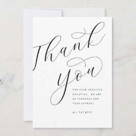 Moderne zwarte en witte klassieke kalligrafie bedankkaart
