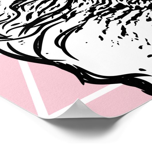 Moderne zwarte en witte lama en driehoeken poster (Hoek)