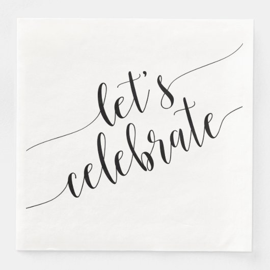 Moderne zwarte en witte Laten we feestvieren serve Servet (Voorkant)