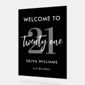 Moderne zwarte en witte legant 21e verjaardag acryl bord (Hoek)