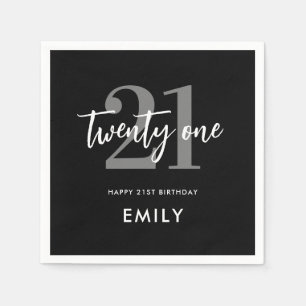 Moderne zwarte en witte legant 21e verjaardag servet