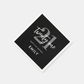 Moderne zwarte en witte legant 21e verjaardag servet (Hoek)