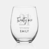 Moderne zwarte en witte legant 21e verjaardag wijnglas zonder voet (Voorkant)
