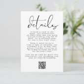 Moderne zwarte en witte legante tekst bruiloft QR  RSVP Kaartje (Staand voorkant)