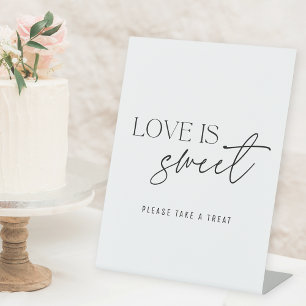 Moderne Zwarte en Witte Liefde is Zoete Huwelijks  Reclamebord Met Voetstuk