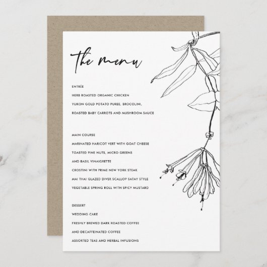 MODERNE ZWARTE EN WITTE LIJN DIE STROOMAFMENU TREK MENU (Voorkant / Achterkant)