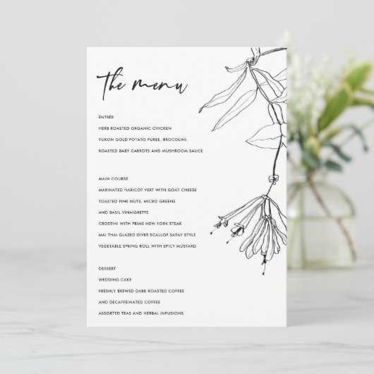 MODERNE ZWARTE EN WITTE LIJN DIE STROOMAFMENU TREK MENU (Staand voorkant)