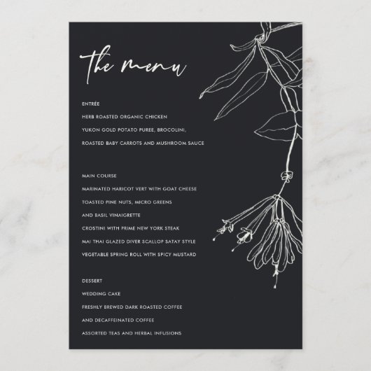 MODERNE ZWARTE EN WITTE LIJN DIE STROOMAFMENU TREK MENU (Voorkant)