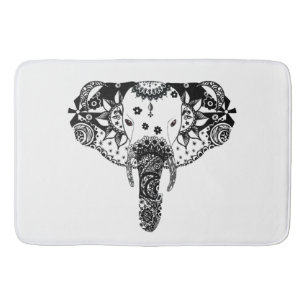 Moderne zwarte en witte lijnhoekolifant badmat