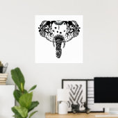 Moderne zwarte en witte lijnhoekolifant poster (Thuiskantoor)