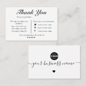 moderne zwarte en witte logo bedankt visitekaartje (Voorkant / Achterkant)