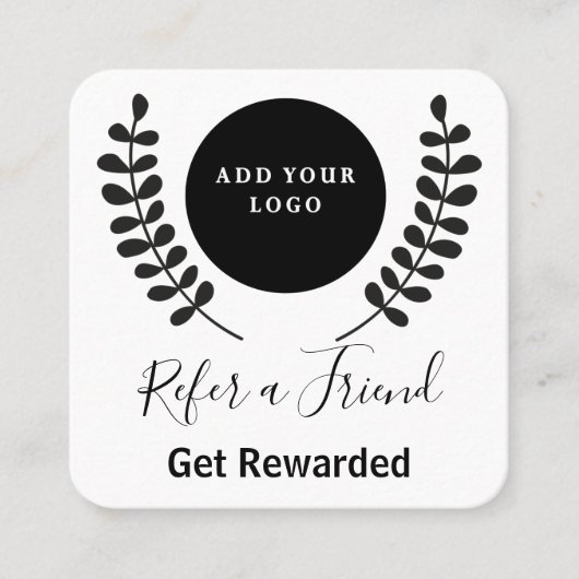 Moderne zwarte en witte Logo Professional Aanbevelingskaartje (Voorkant)