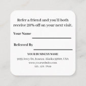 Moderne zwarte en witte Logo Professional Aanbevelingskaartje (Achterkant)