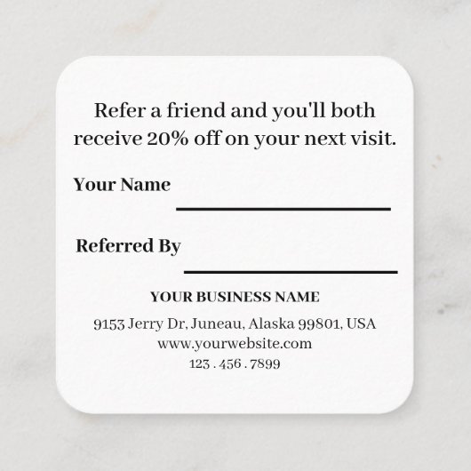 Moderne zwarte en witte Logo Professional Aanbevelingskaartje (Achterkant)