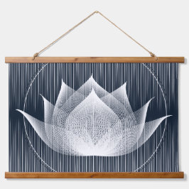Moderne Zwarte en Witte Lotus Trippy Moiré Effect Hangend Wandkleed