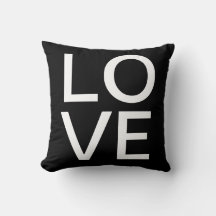 Moderne Zwarte en Witte LOVE Worpkussen