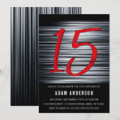 Moderne zwarte en witte Mannen 15e verjaardag Kaart (Voorkant / Achterkant)