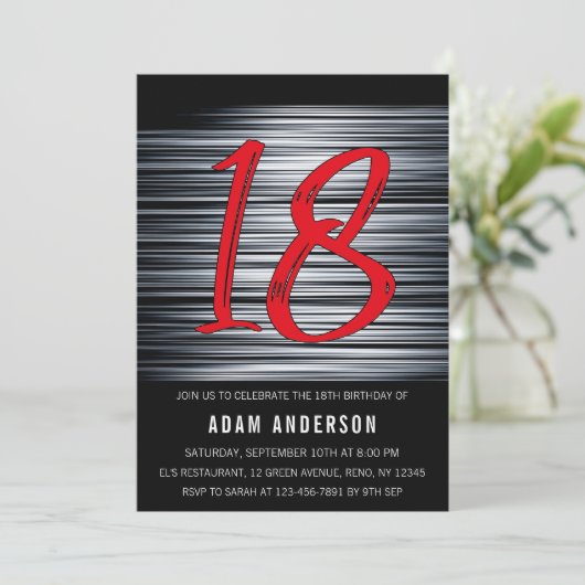 Moderne zwarte en witte Mannen 18e verjaardag Kaart (Staand voorkant)