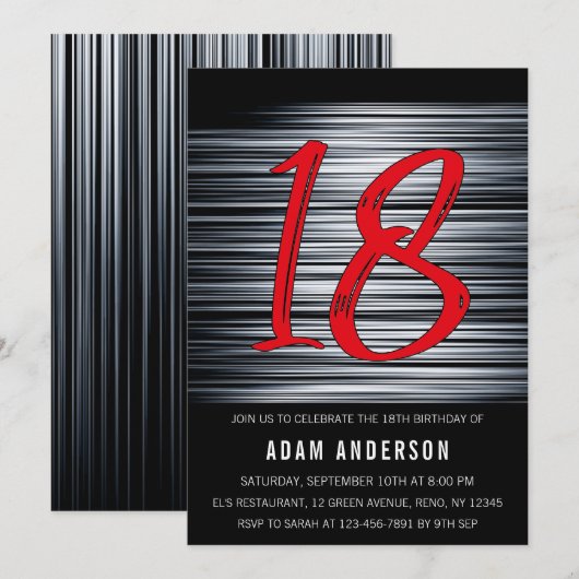 Moderne zwarte en witte Mannen 18e verjaardag Kaart (Voorkant / Achterkant)