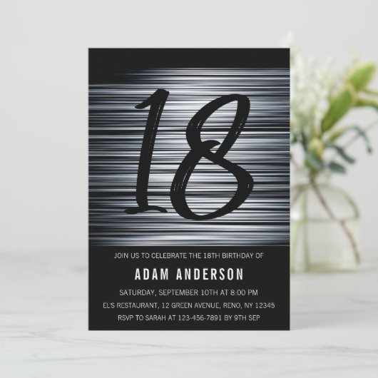 Moderne zwarte en witte Mannen 18e verjaardag Kaart (Staand voorkant)