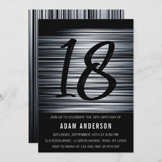Moderne zwarte en witte Mannen 18e verjaardag Kaart (Voorkant / Achterkant)