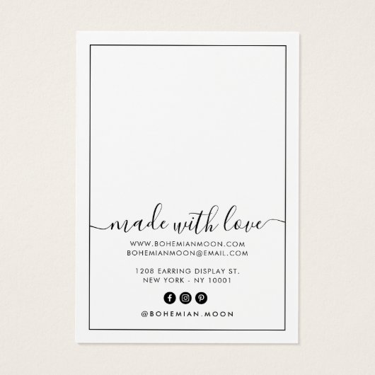 Moderne zwarte en witte manuscript oormerkende ver visitekaartje (Achterkant)