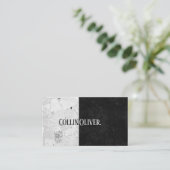 Moderne zwarte en witte marmer visitekaartje (Staand voorkant)