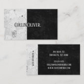 Moderne zwarte en witte marmer visitekaartje (Voorkant / Achterkant)