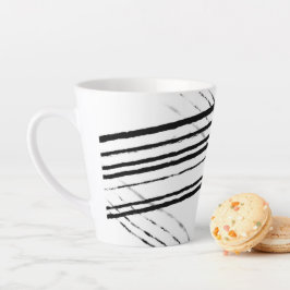 Moderne Zwarte en Witte Minimalistische Abstracte  Latte Mok