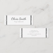 Moderne, zwarte en witte, minimalistische breuklij mini visitekaartje (Voorkant / Achterkant)