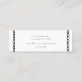 Moderne, zwarte en witte, minimalistische breuklij mini visitekaartje (Achterkant)