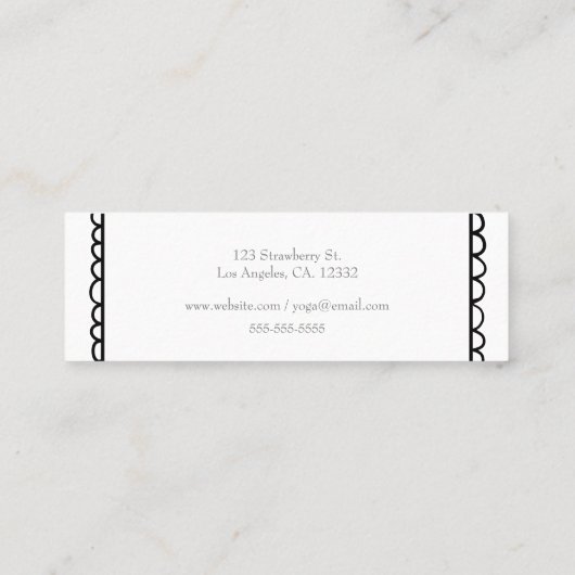 Moderne, zwarte en witte, minimalistische breuklij mini visitekaartje (Achterkant)