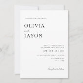 Moderne zwarte en witte minimalistische bruiloft kaart (Voorkant)