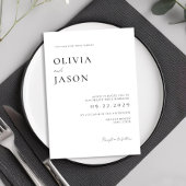 Moderne zwarte en witte minimalistische bruiloft kaart