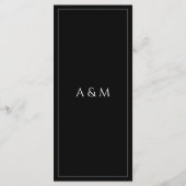 Moderne zwarte en witte minimalistische bruiloft menu (Achterkant)