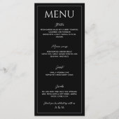 Moderne zwarte en witte minimalistische bruiloft menu (Voorkant)
