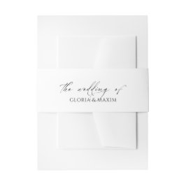 Moderne Zwarte en Witte Minimalistische Elegante B Uitnodigingen Wikkel