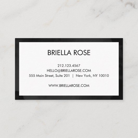Moderne zwarte en witte minimalistische koele kall visitekaartje (Achterkant)