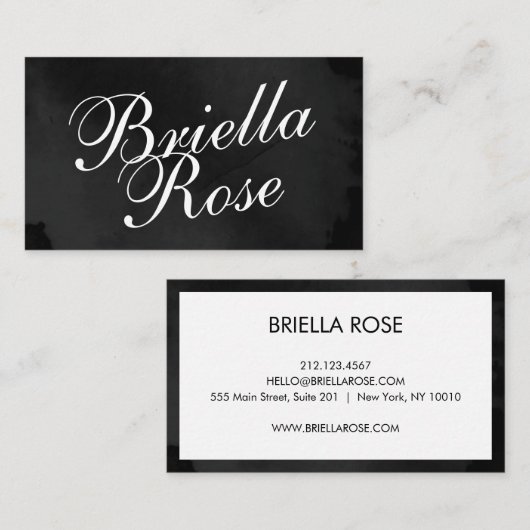 Moderne zwarte en witte minimalistische koele kall visitekaartje (Voorkant / Achterkant)