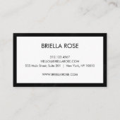 Moderne zwarte en witte minimalistische koele kall visitekaartje (Achterkant)