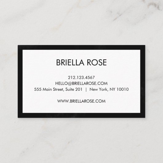 Moderne zwarte en witte minimalistische koele kall visitekaartje (Achterkant)
