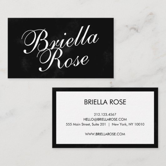Moderne zwarte en witte minimalistische koele kall visitekaartje (Voorkant / Achterkant)