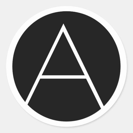 Moderne zwarte en witte minimalistische monogram ronde sticker (Voorkant)