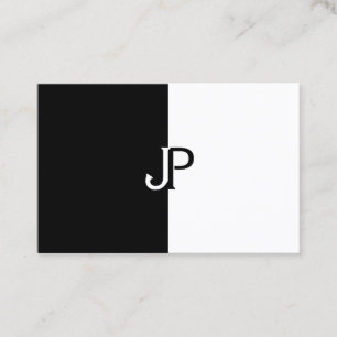 Moderne zwarte en witte monogram elegante Sjabloon Visitekaartje