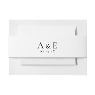 Moderne zwarte en witte monogram huwelijksuitnodig uitnodigingen wikkel
