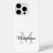 Moderne zwarte en witte monogram script naam Case-Mate iPhone case (Achterkant)