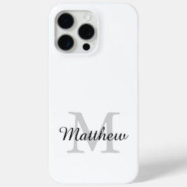 Moderne zwarte en witte monogram script naam iPhone 15 pro max hoesje